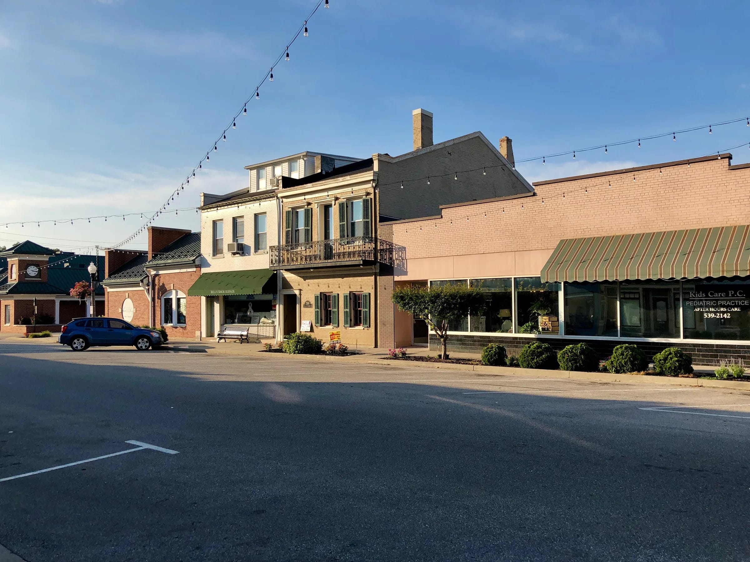Walnut Street storefronts in Lawrenceburg, Indiana