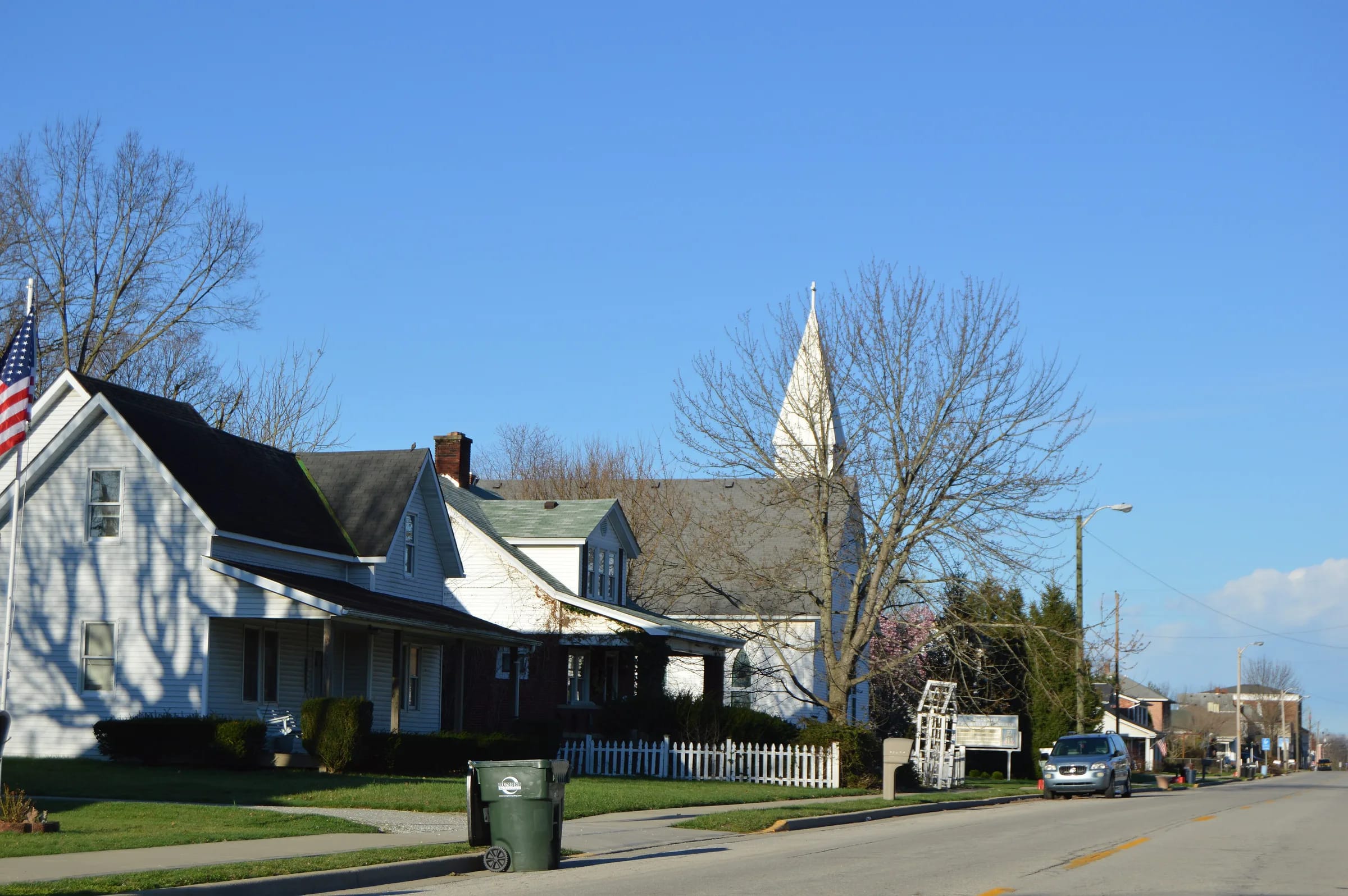 Small-town street in Dearborn County, Indiana