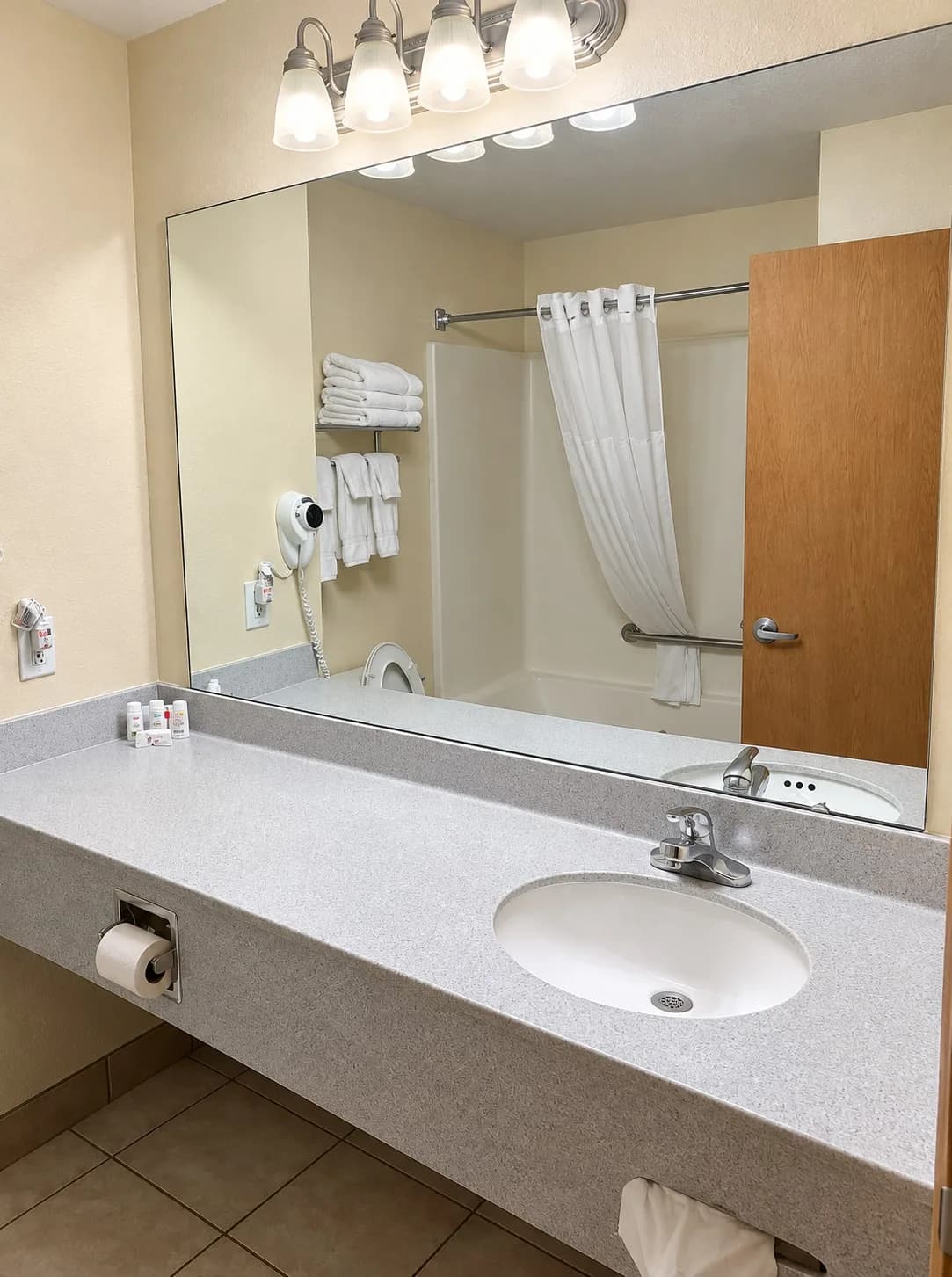 Guest bathroom vanity and mirror