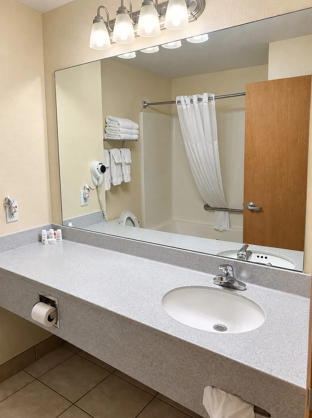 Guest bathroom vanity and mirror